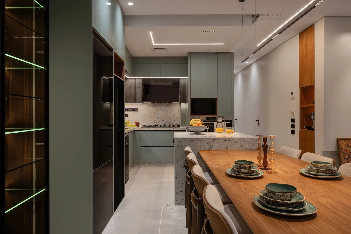 Patio Casa Project kitchen island, finished interior by MHK Architects
