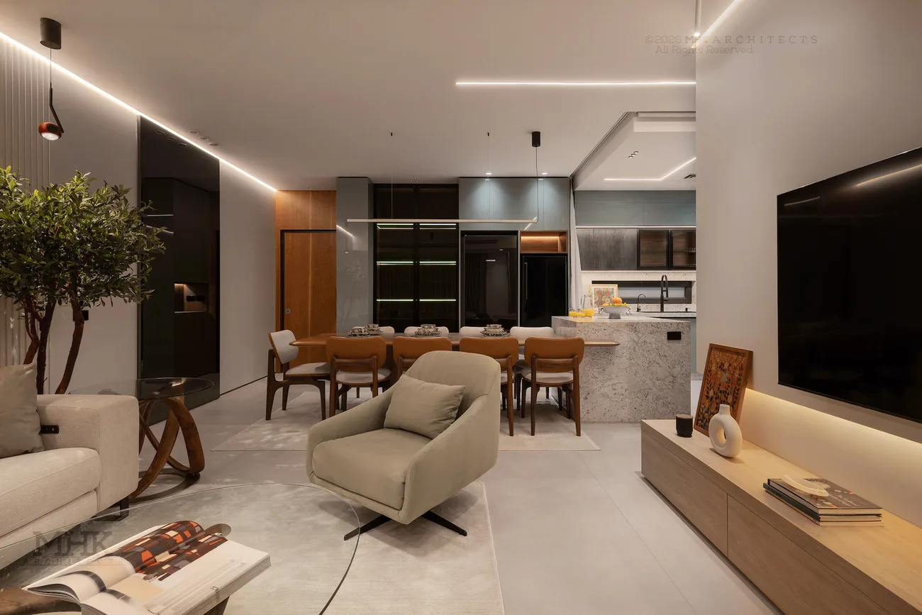Patio Casa Project open-plan living, kitchen and dining under one roof by MHK Architects