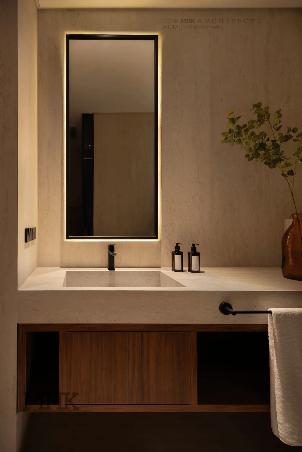 Patio Casa Project powder room, finished interior by MHK Architects